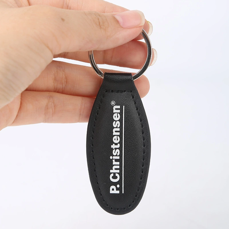 PU Leather Embossed Logo Leather Keychain Business Event Gift