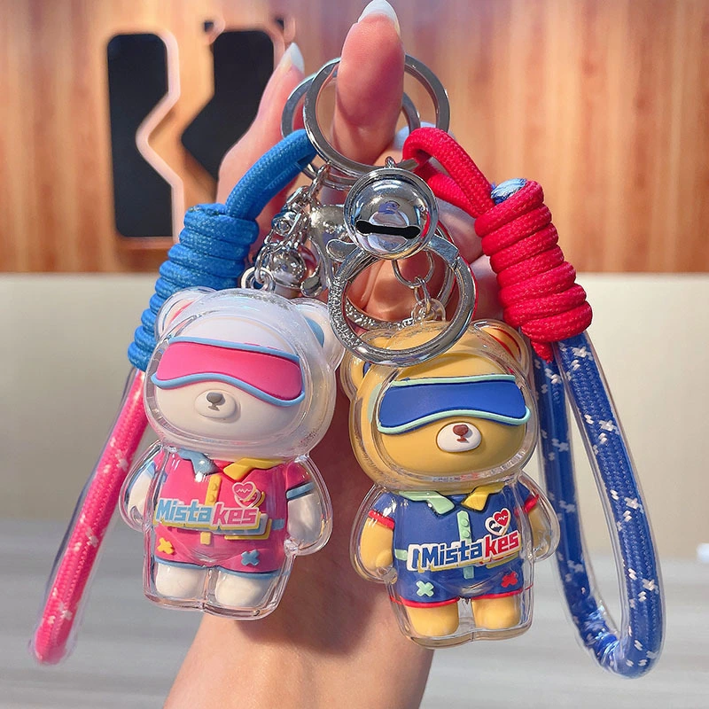 New Cute Acrylic Cartoon 3D Transparent Bear Keyring Key Chain