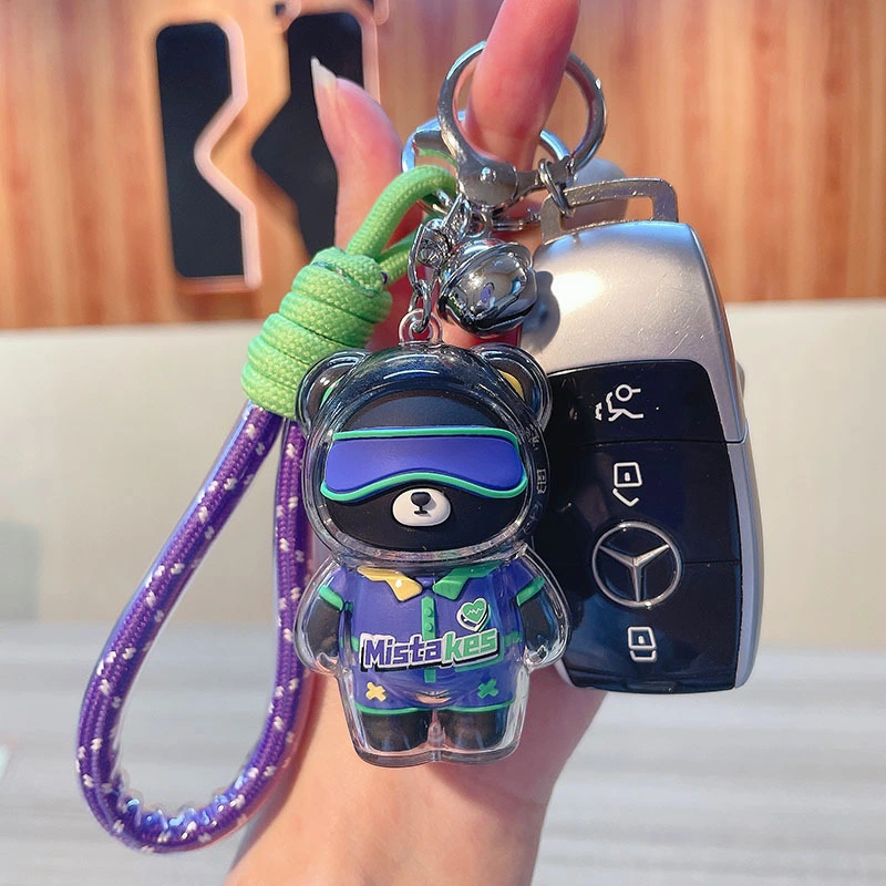 New Cute Acrylic Cartoon 3D Transparent Bear Keyring Key Chain
