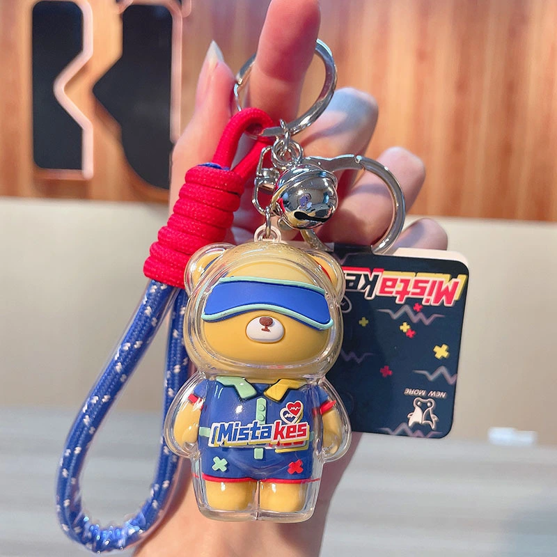 New Cute Acrylic Cartoon 3D Transparent Bear Keyring Key Chain