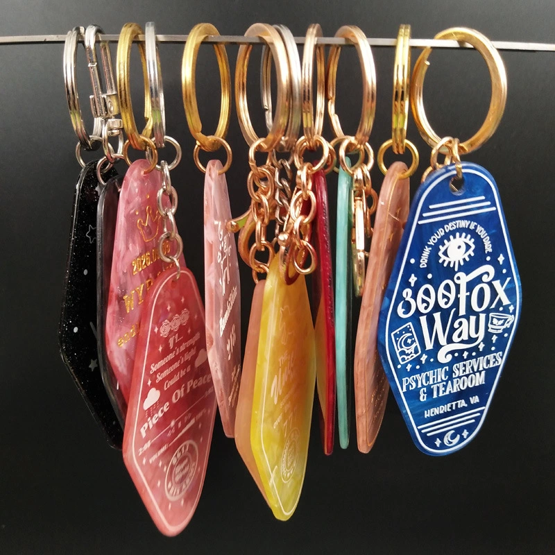 Custom Iridescent Rainbow Holographic Plate Hotel Motel Keychain