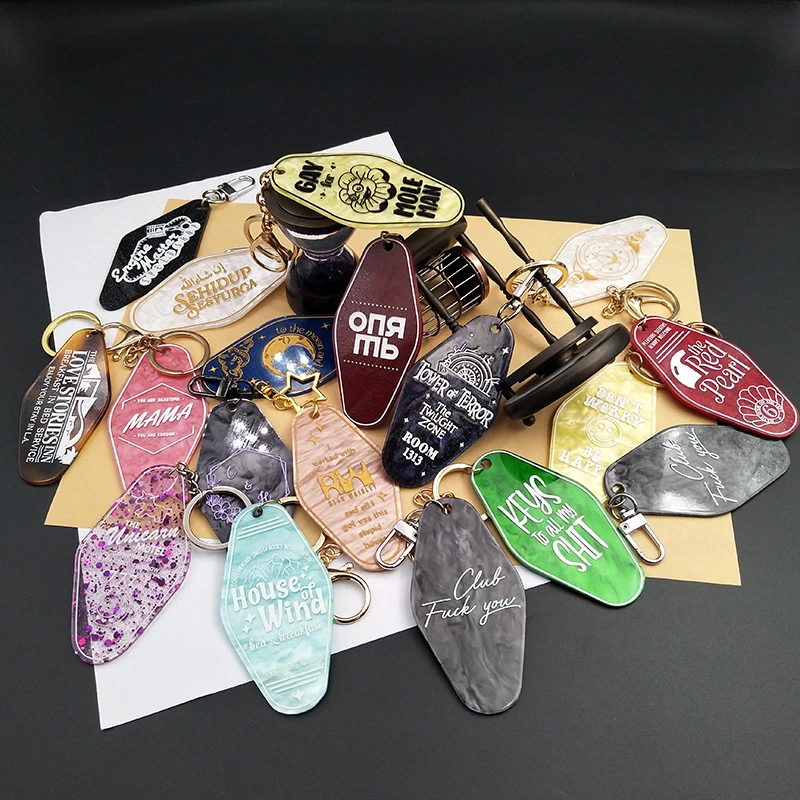 Custom Iridescent Rainbow Holographic Plate Hotel Motel Keychain