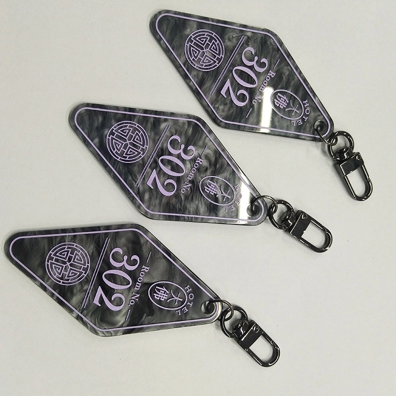 Custom Iridescent Rainbow Holographic Plate Hotel Motel Keychain