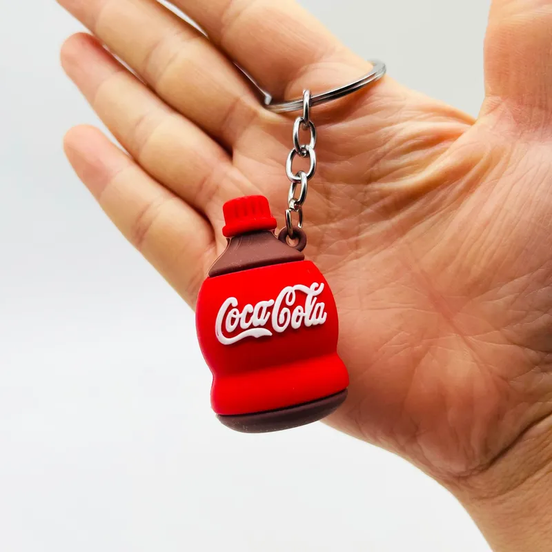 Creative PVC Beverage Bottle Key Chain Promotional Bag Pendant Gift