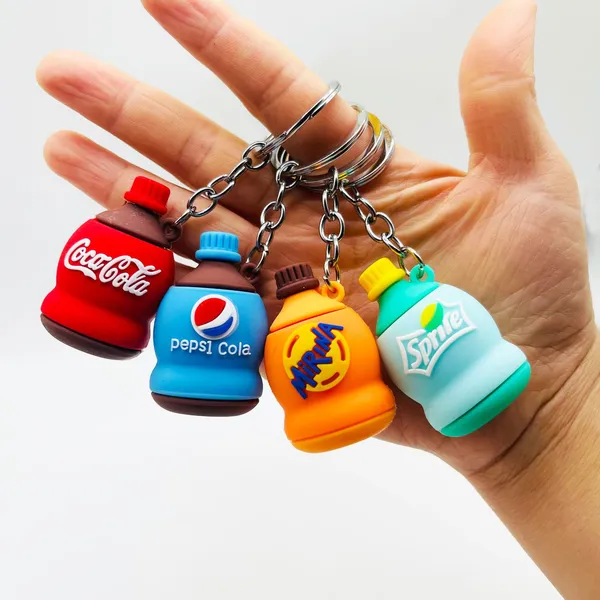 Creative PVC Beverage Bottle Key Chain Promotional Bag Pendant Gift