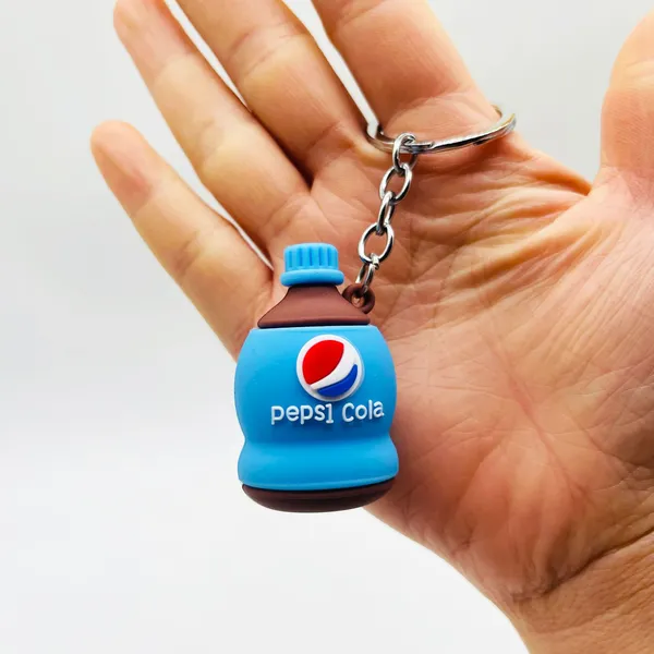 Creative PVC Beverage Bottle Key Chain Promotional Bag Pendant Gift