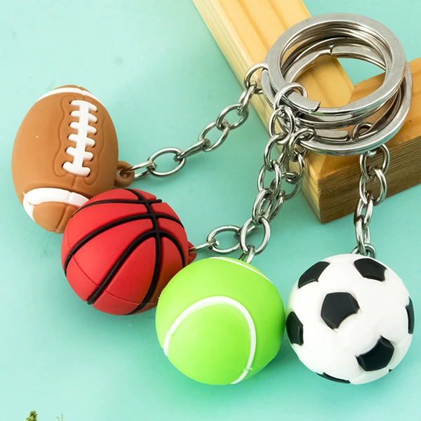Soft PVC Keychain 3D Rubber Football Basketball Volleyball Key Chain