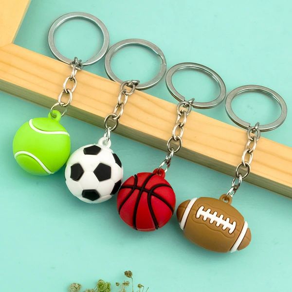 Soft PVC Keychain 3D Rubber Football Basketball Volleyball Key Chain