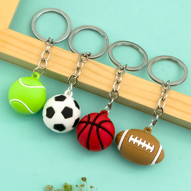 Soft PVC Keychain 3D Rubber Football Basketball Volleyball Key Chain