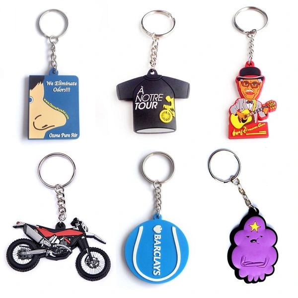 OEM 2D Logo Custom Silicone Rubber Keyring 3D Cute Soft PVC Keychains
