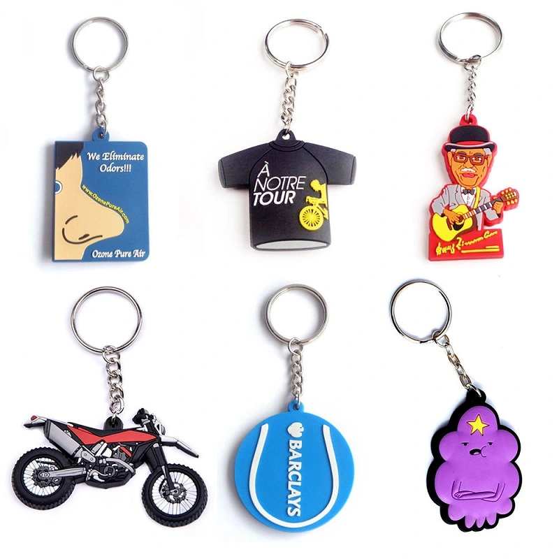 OEM 2D Logo Custom Silicone Rubber Keyring 3D Cute Soft PVC Keychains