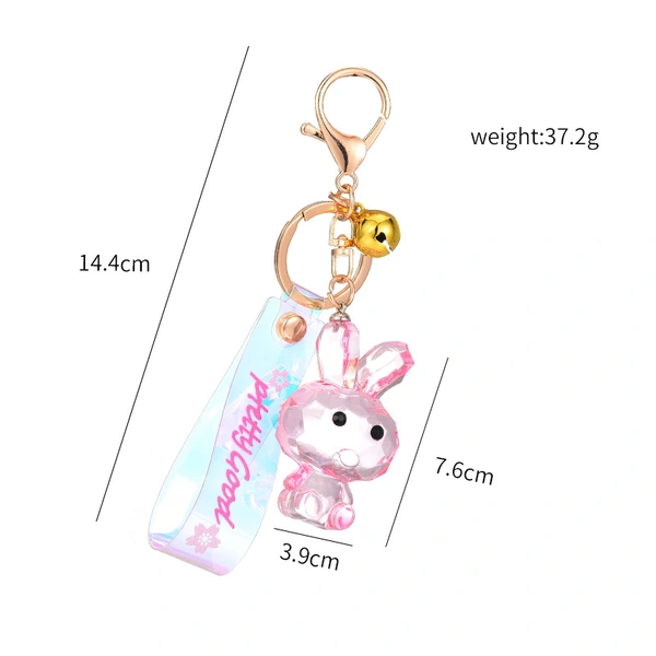 Lovely Transparent Crystal Rabbit Car Bag Pendant Crystal Keychain