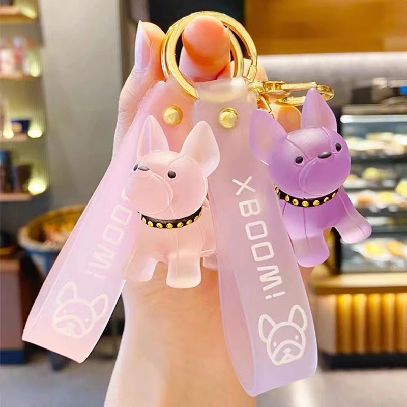 Newest Cute Transparent Crystal Bulldog Promotional Keyring Wholesale