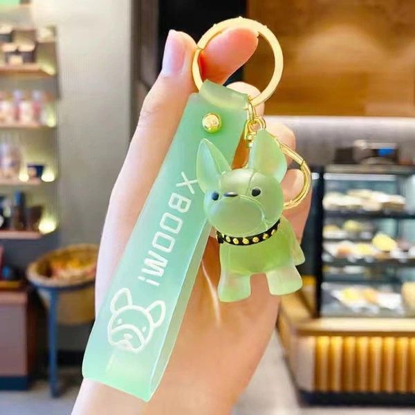 Newest Cute Transparent Crystal Bulldog Promotional Keyring Wholesale