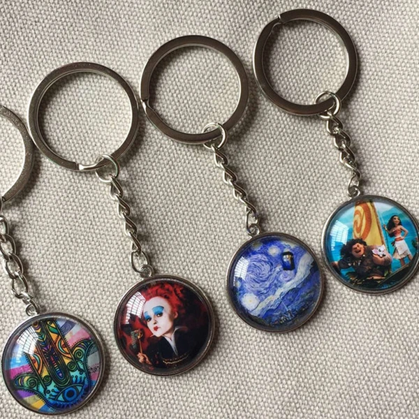 Single/Double Side Custom Round Glass Promotional Keychain