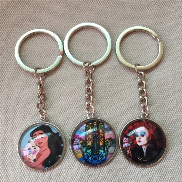 Single/Double Side Custom Round Glass Promotional Keychain
