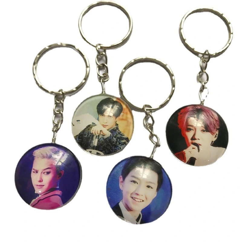 Single/Double Side Custom Round Glass Promotional Keychain