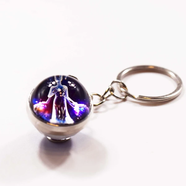 12 Constellation Time Gem Double Side Crystal Glass Ball Key Chain