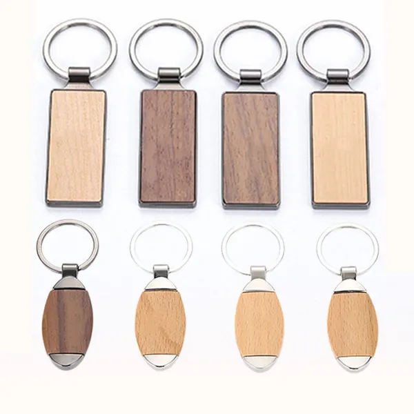Custom Wooden Laser Logo Engrave Wood Keychain Promotion Gift
