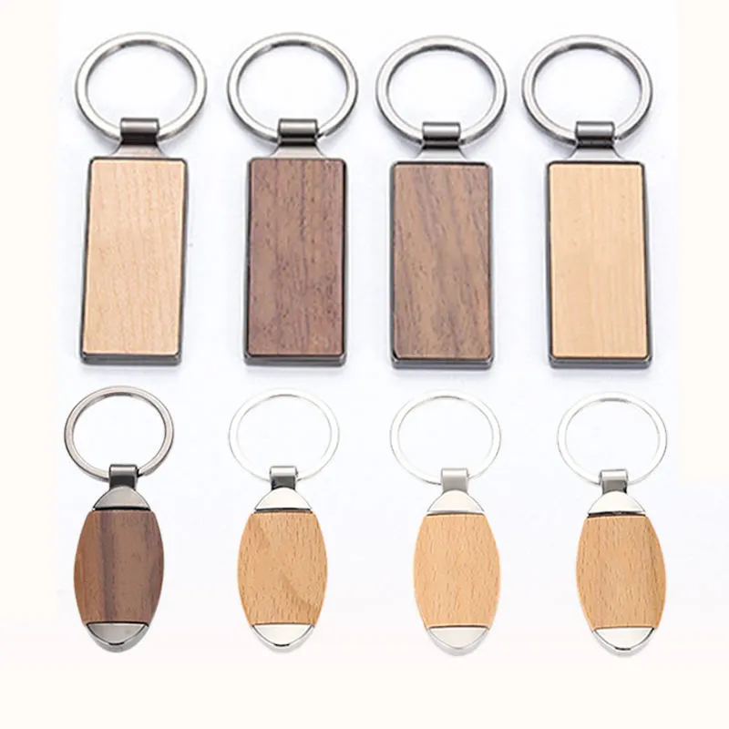 Custom Wooden Laser Logo Engrave Wood Keychain Promotion Gift
