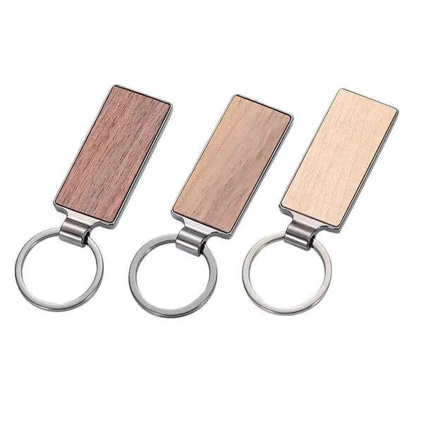 Custom Wooden Laser Logo Engrave Wood Keychain Promotion Gift