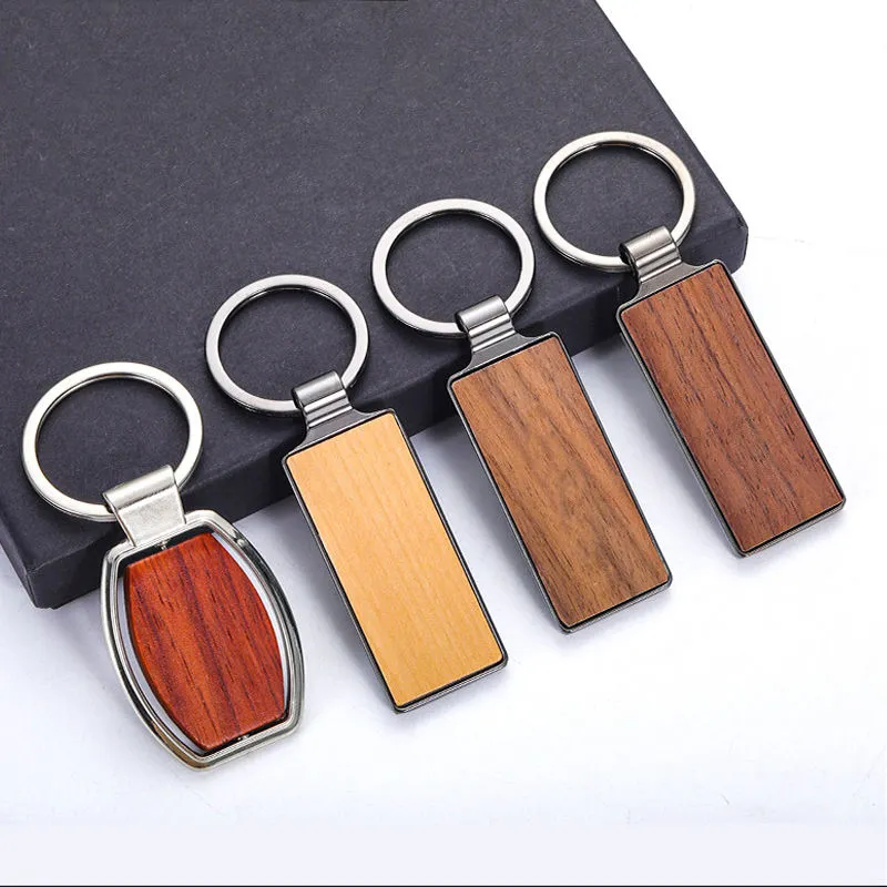 Custom Wooden Laser Logo Engrave Wood Keychain Promotion Gift