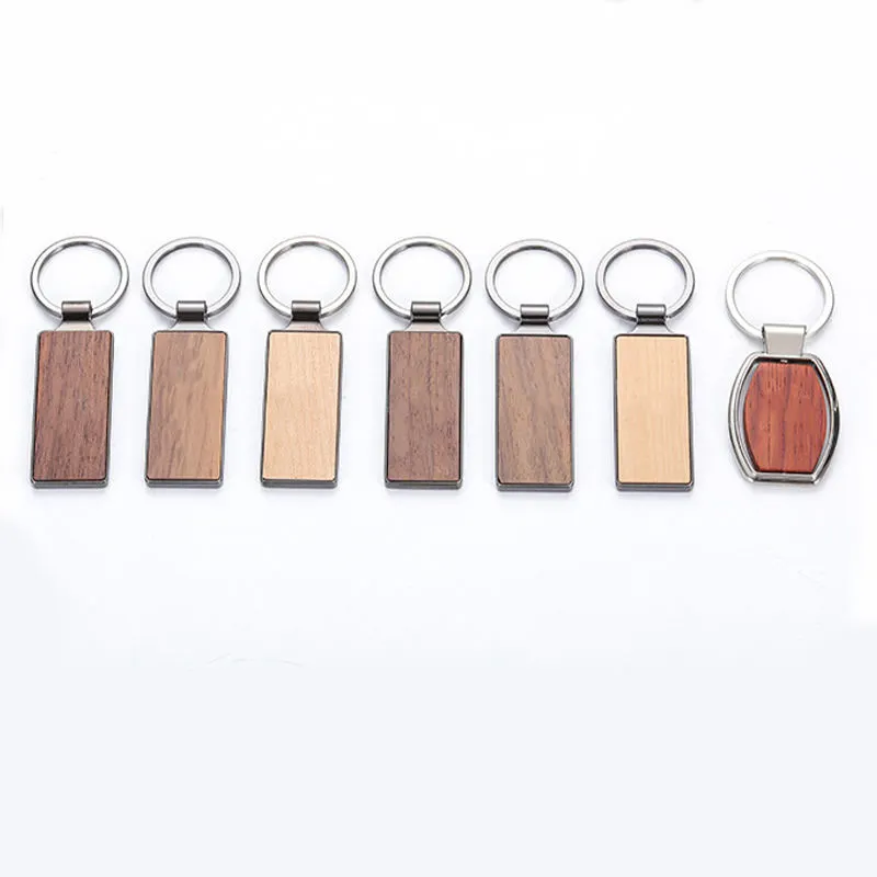 Custom Wooden Laser Logo Engrave Wood Keychain Promotion Gift