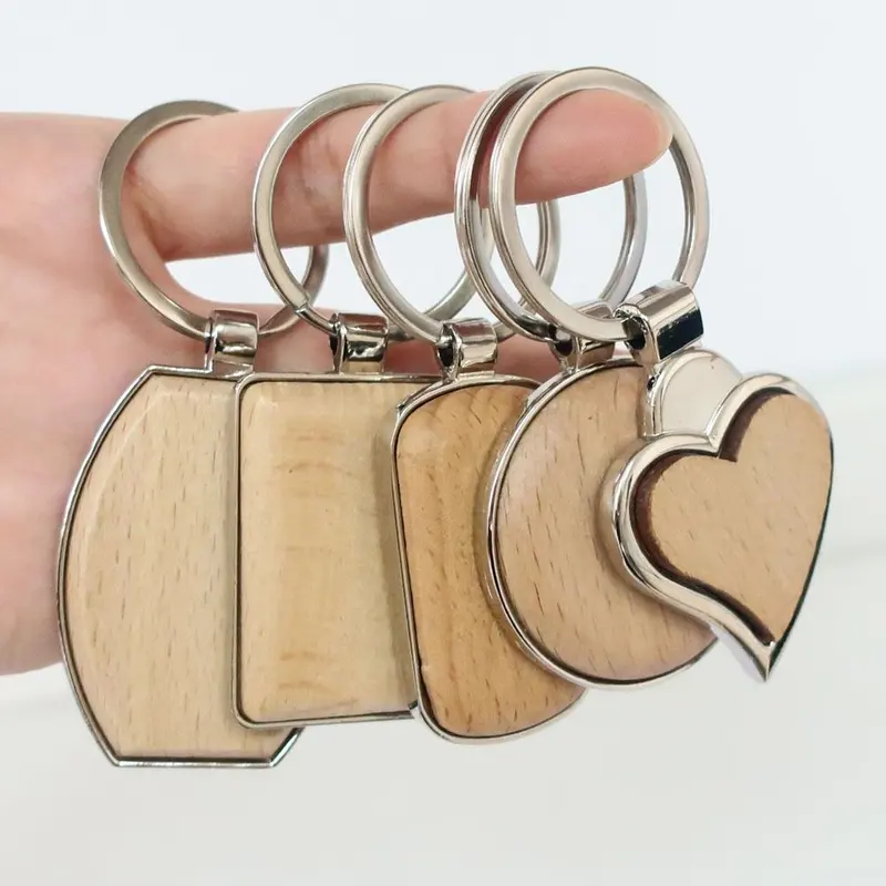 Blank Wooden Key Chains Wood Keychain with Laser Engraving Logo