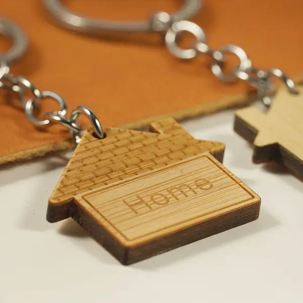Custom Wood House Keychain Home Shape Keychain for Promotional Gifts