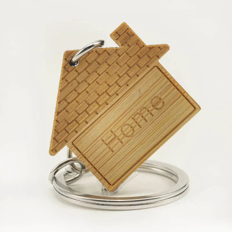 Custom Wood House Keychain Home Shape Keychain for Promotional Gifts