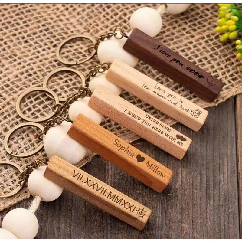 Custom DIY Gifts Handmade Keychain Wooden Key Tag