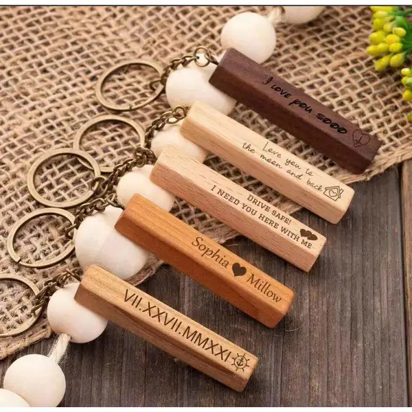 Custom DIY Gifts Handmade Keychain Wooden Key Tag