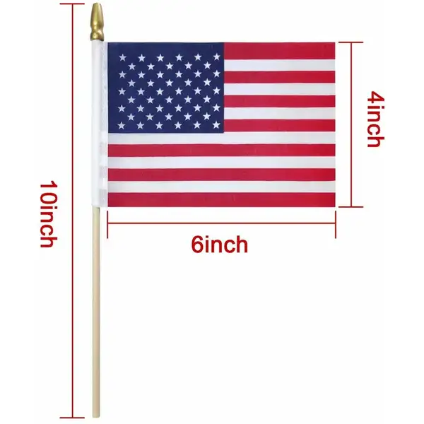 4x6 Inches Hand Waving US American Flag Polyester Custom Shaking Flag