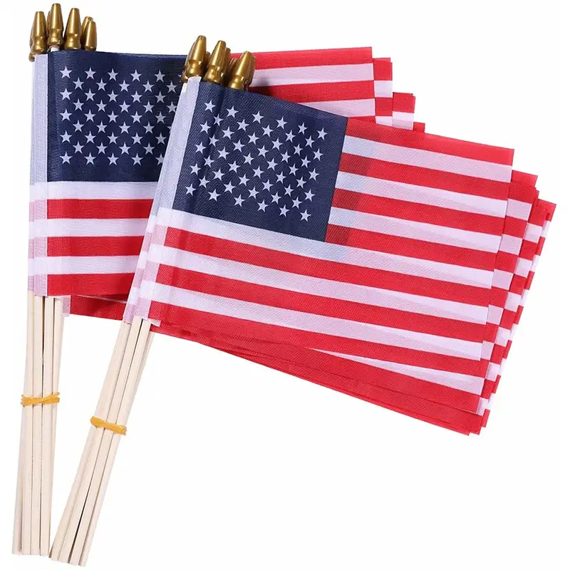 4x6 Inches Hand Waving US American Flag Polyester Custom Shaking Flag
