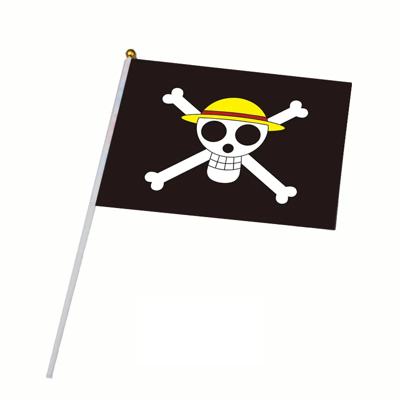 3x5ft Stock Black Skull Crossbones Pirate Flag Hand Held Waving Flag