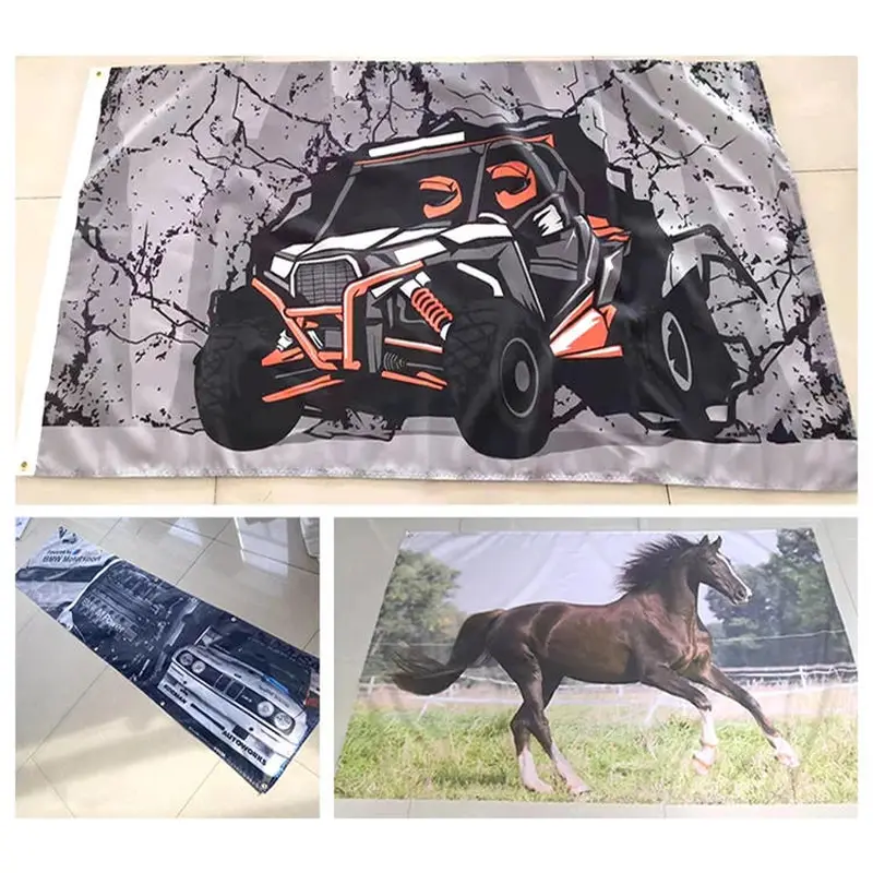 Custom Size Logo Printed Polyester Flag For Advertising Decoration