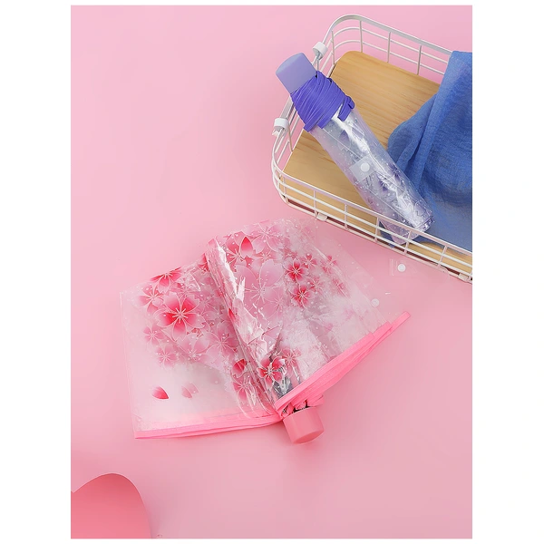 Custom LOGO Clear Umbrella Transparent Flowers Design Folding Umbrella