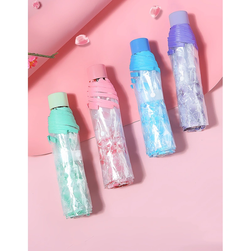 Custom LOGO Clear Umbrella Transparent Flowers Design Folding Umbrella