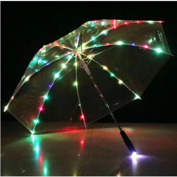 Custom Printed Led Flashing Light Oversized Transparent Clear Umbrella