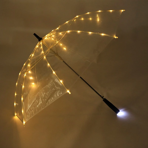 Custom Printed Led Flashing Light Oversized Transparent Clear Umbrella