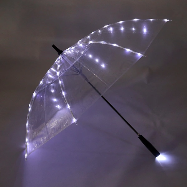 Custom Printed Led Flashing Light Oversized Transparent Clear Umbrella