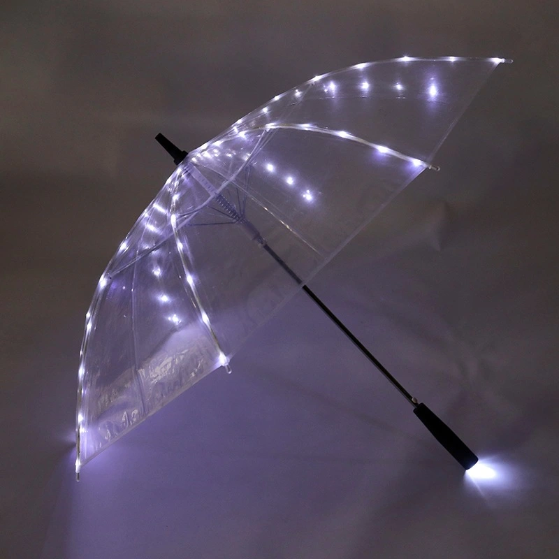 Custom Printed Led Flashing Light Oversized Transparent Clear Umbrella