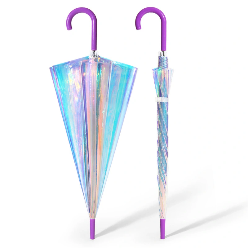 Holographic Iridescent Laser Reflective PVC Transparent Magic Umbrella