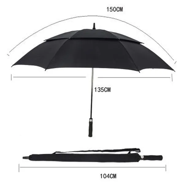 Double Layer Large Golf Umbrella Canopy Vented Windproof Umbrella