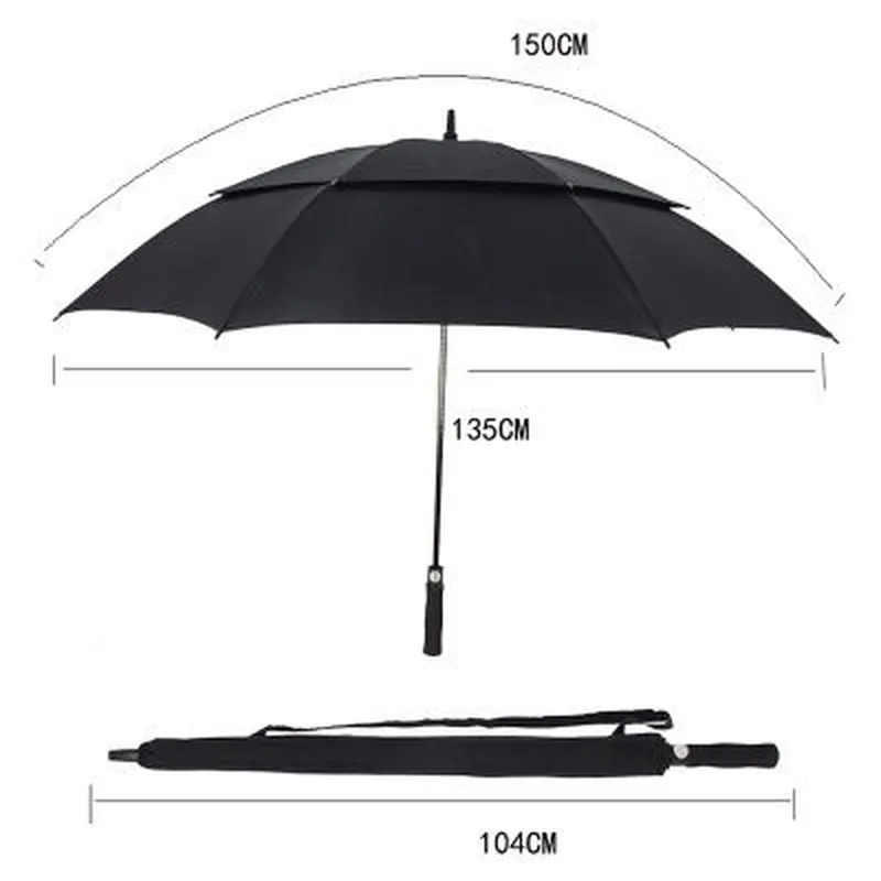 Double Layer Large Golf Umbrella Canopy Vented Windproof Umbrella