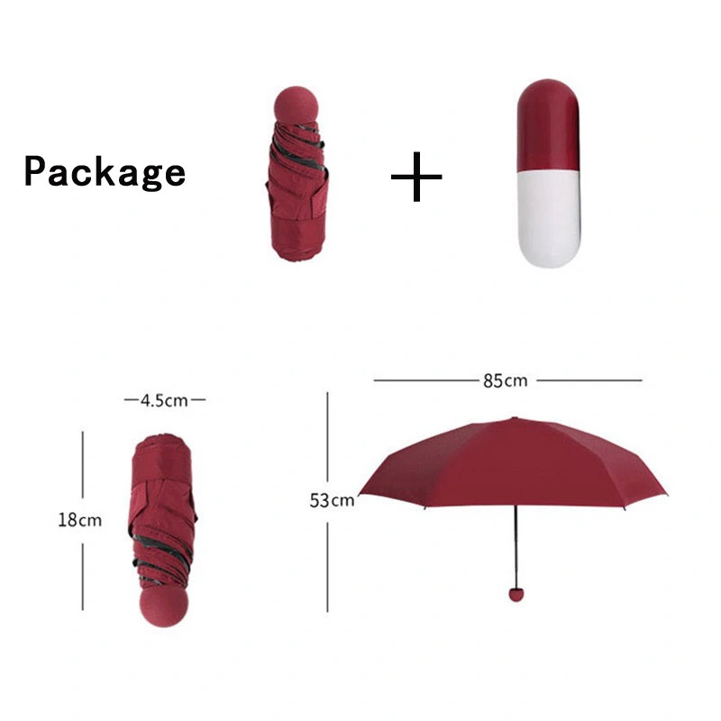 Mini Women Folding Rain Sunshade Umbrella Portable Pill Shape Umbrella
