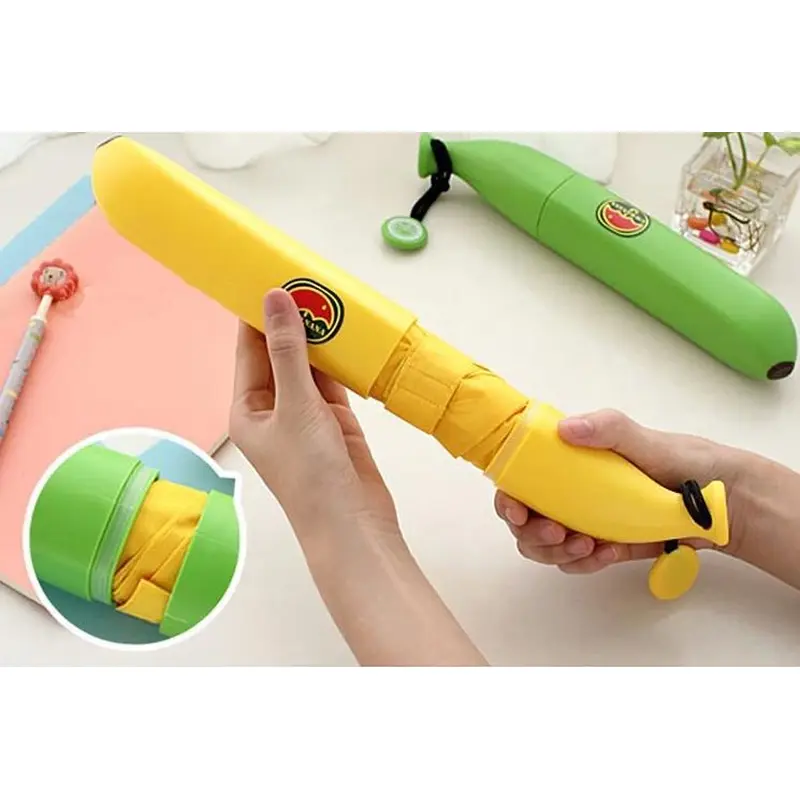 Foldable Windproof Anti-UV Rain Sun Banana Shape Bottle Umbrella