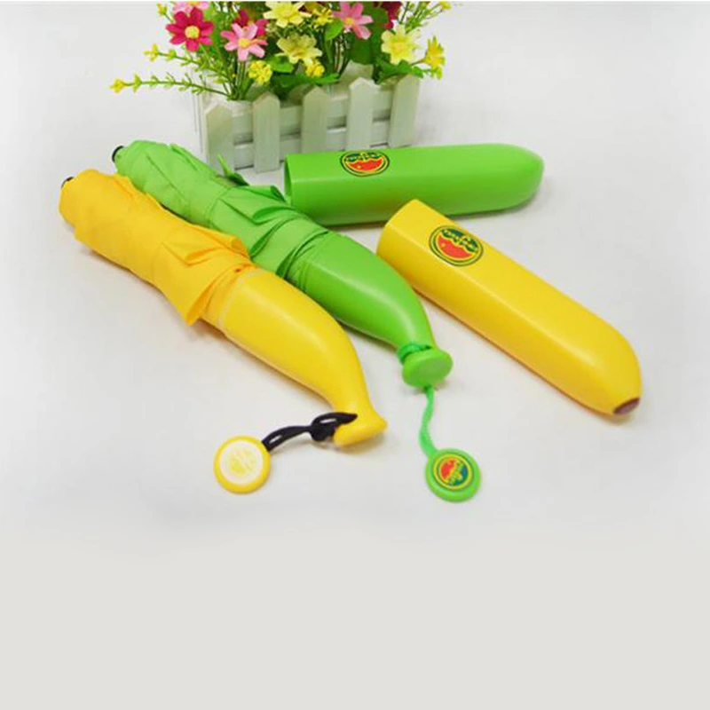 Foldable Windproof Anti-UV Rain Sun Banana Shape Bottle Umbrella