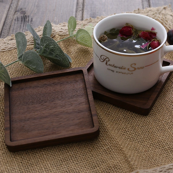 Retro Wooden Coaster Tea Cup Holder Mugs Insulation Tray Pad