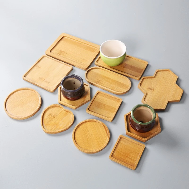 Custom Shape Vintage Bamboo Tea Cup Mat Mugs Coaster